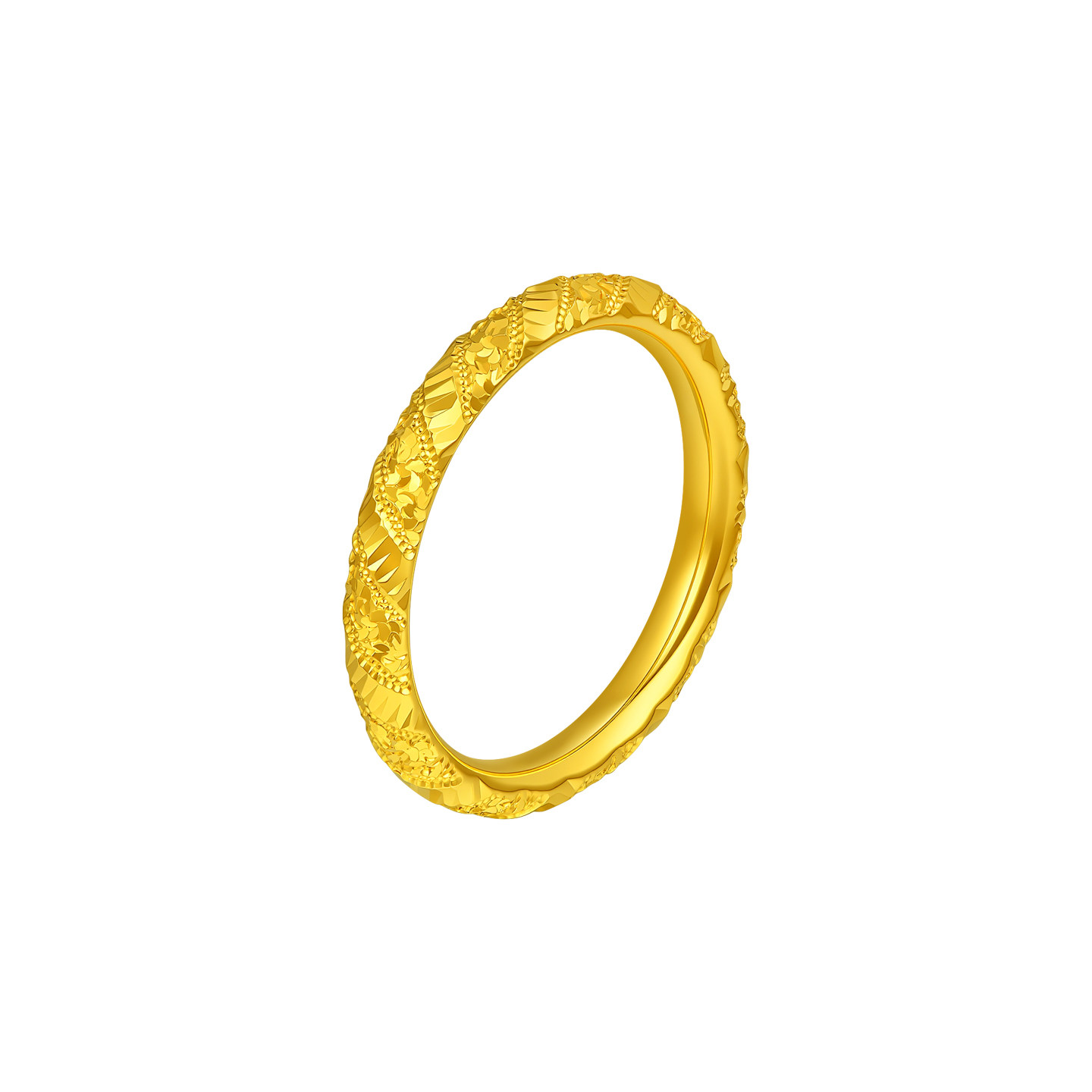 Laomiao Gold Pure Gold Crushed Ice Ring 5G Exquisite and Smart High-Light Explosion Sparkling White Thousand Gold Feeling Temperament and Fashion