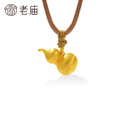 老庙黄金足金葫芦挂坠古法圆鼓鼓拉丝工艺丝绸金流光溢彩福运 - 图3