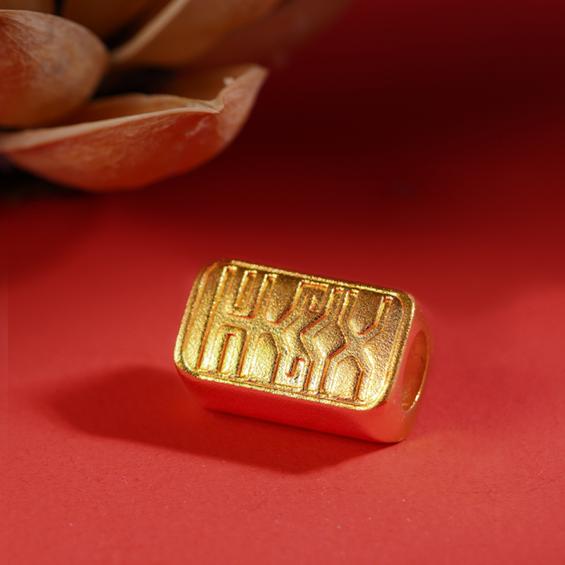 [张若昀同款]老庙黄金足金999古韵事事金安转运珠手绳平安扣礼物