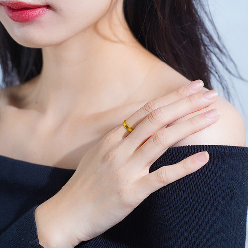 老庙黄金足金999古法金经典戒指素圈平安男女活口特价款 - 图2