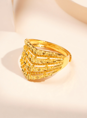 老庙足金公主皇冠活口戒指