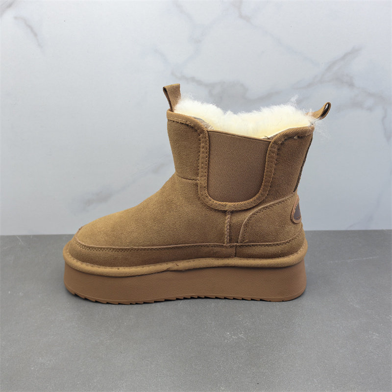 品牌断码真皮靴子女2024新款冬款磨砂皮圆头松糕底羊毛雪地靴短靴,淘宝优惠券,粉丝福利购,淘宝优惠卷