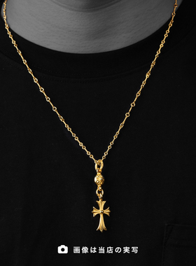 925银十字花珠十字架吊坠竹节链