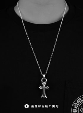 中古925银双层十字架吊坠项链朋克时尚潮牌明星男女同款