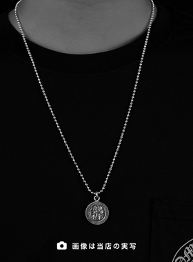 中古925银天使圆盘项链圆珠链条925银饰品吊坠配饰