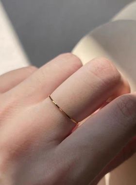 2025新款不掉色素圈玫瑰金戒指女轻奢感小众设计ins个性冷淡风