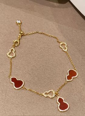 2025新款小红书爆款白月光白贝母葫芦手链2025新年福禄红玛瑙小