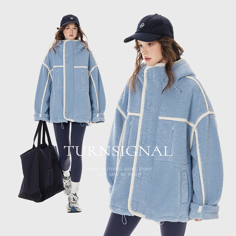 TurnSignal潮牌颗粒绒外套女冬季2025新款休闲宽松加厚保暖绒外套,淘宝优惠券,粉丝福利购,淘宝优惠卷