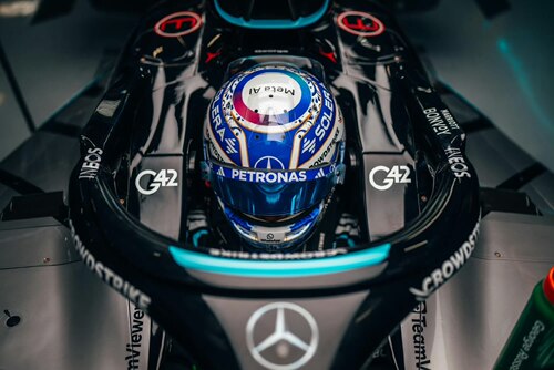 [CarBox] F1车手头盔 Spark 1:5 拉塞尔2026中国站 梅赛德斯W17 - 图0