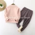 Đồ lót trẻ em đặt khung kéo cashmere cộng với nhung hai lớp ấm áp cho bé trai và bé gái lớn mùa đông quần áo dày mùa thu - Quần áo lót