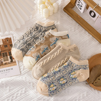 Fragrant Lavender Children Boat Socks Summer Spring Autumn Pure Cotton Short Socks Breathable Retro Art Shatter 100 lap low to help with light mouth aroma