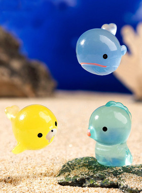 小章鱼夜光水母鲨鱼海洋动物鱼缸造景diy装饰品挂配件手工小摆件