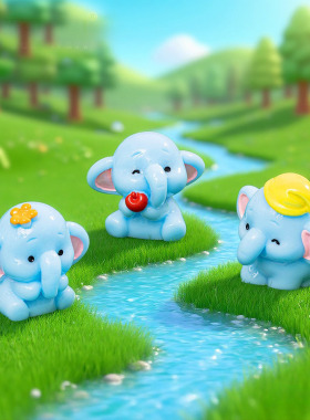 学生手工小象萌粒公仔 园艺造景diy装饰品蛋糕配件桌面车载小摆件