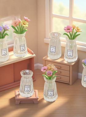 电车手工透色插画瓶 娃娃屋diy装饰品配件微景观桌面汽车载小摆件