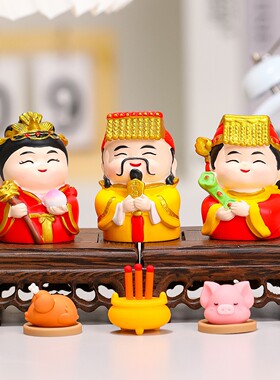 钟馗小神仙国潮五路财神爷赵公明关公木鱼摆件供奉贡品国潮好寓意