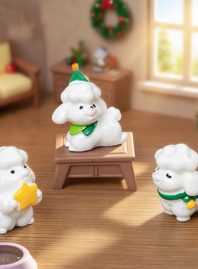可爱圣诞围巾小狗公仔生肖蛋糕娃娃屋diy装饰品配件桌面小摆件