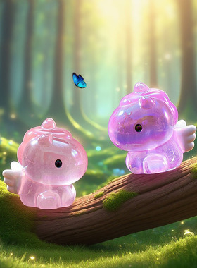 可爱七彩电镀独角兽公仔蛋糕diy装饰品配件微景观车载桌面小摆件