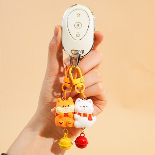 男女情侣贴贴小鼻嘎钥匙扣木鱼挂件书包学生北熊南鹅鼠鼠咕叽萌宠 - 图1