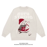 Ретро демисезонный трикотажный свитер подходит для мужчин и женщин для влюбленных, этнический стиль, в американском стиле, с медвежатами