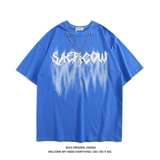 Летняя футболка с коротким рукавом, брендовая цепь для влюбленных, в американском стиле, этнический стиль