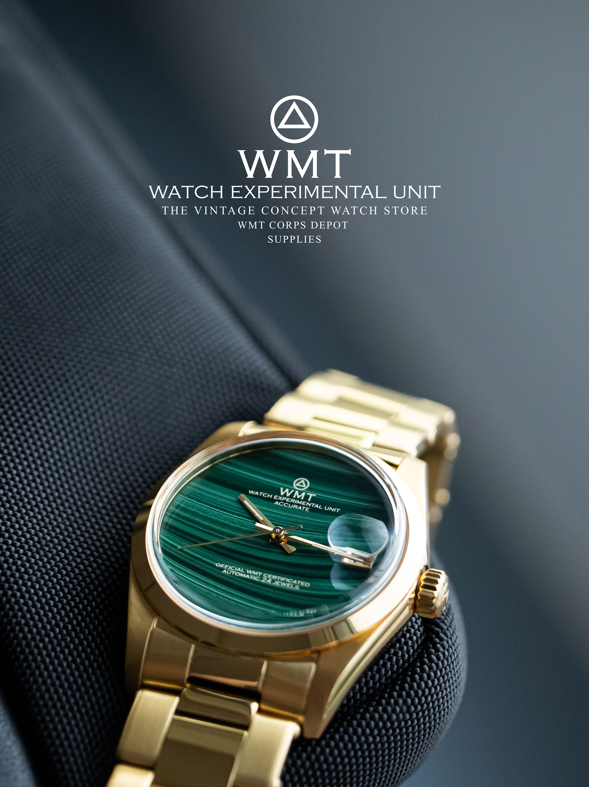 WMT Watch Nobu – Malachite Dial大理石纹孔雀石盘自动复古手表 - 图1