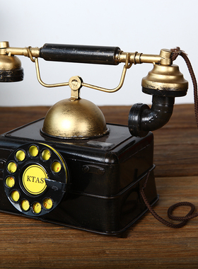复古铁皮电话机装饰摆件门厅