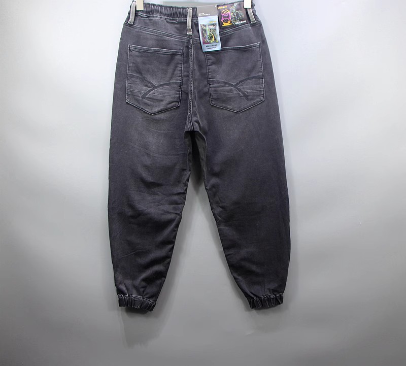 ABLE JEANS牛仔裤男秋冬新品立体松垮裤松紧腰复古拼接灰牛休闲裤-图2