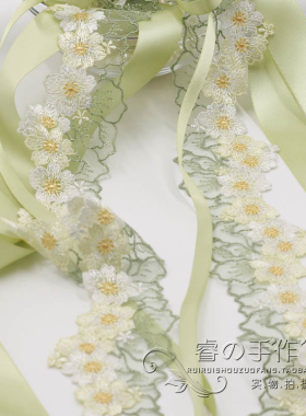 绿色韩国手工发夹蕾丝蝴蝶结