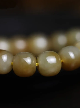 和田玉糖白玉手串9*10mm老型珠单圈DIY女南红回纹珠简约饰品手链