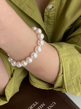 12mm 全珠手链（元宝扣头）月光白8041