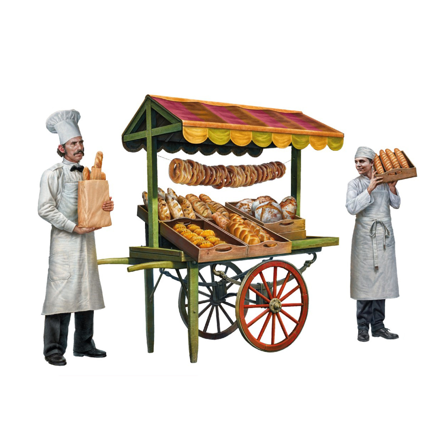恒辉 Miniart 38074 1/35 场景制作 面包师与售卖手推车 拼装模型,淘宝优惠券,粉丝福利购,淘宝优惠卷