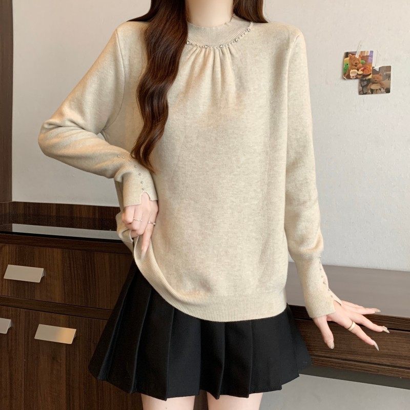 大码女装2025秋冬新款中领重工钉钻加绒长袖上衣打底针织衫毛衣潮,淘宝优惠券,粉丝福利购,淘宝优惠卷