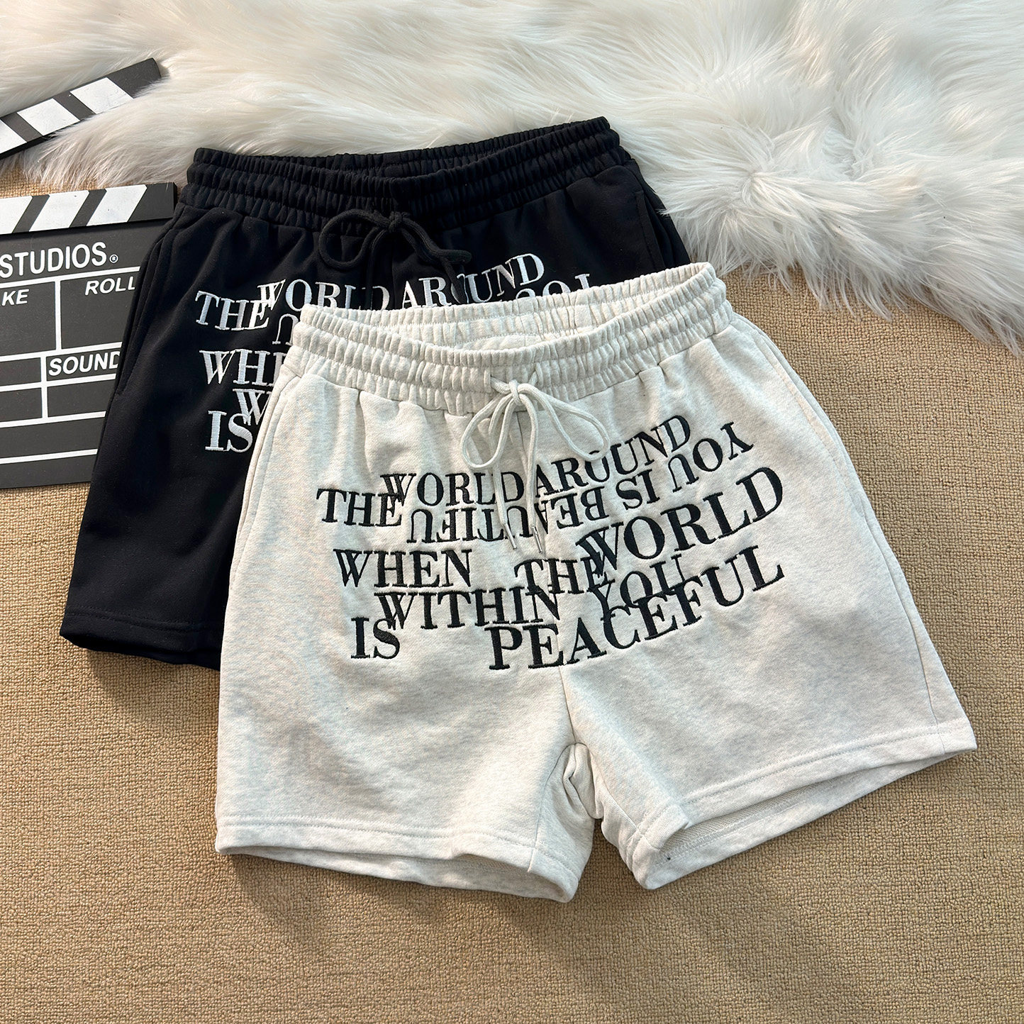 街头嘻哈男装质感刺绣字母重磅300克毛圈休闲四分短裤篮球裤宽松,淘宝优惠券,粉丝福利购,淘宝优惠卷