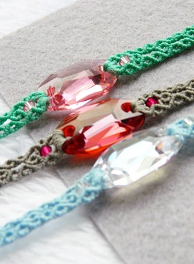 施家水晶编绳手链时尚百搭网红蜡线编绳多色可选