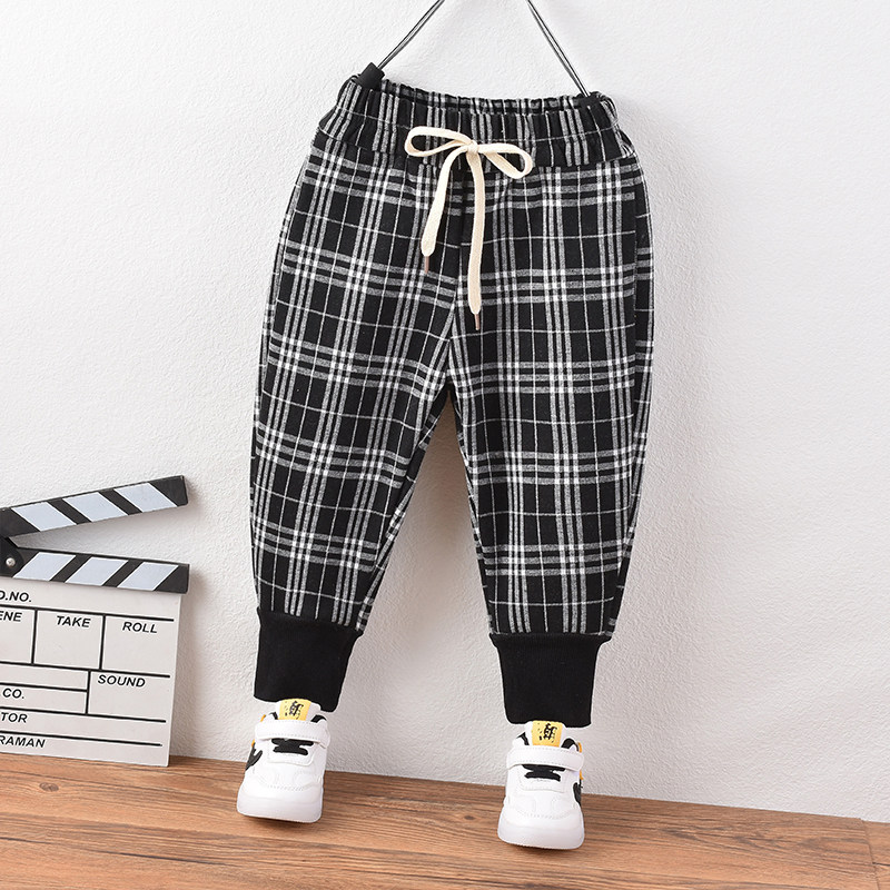 男女童裤子加绒秋冬新款加厚百搭格子运动休闲卫裤韩版束脚长裤子,淘宝优惠券,粉丝福利购,淘宝优惠卷