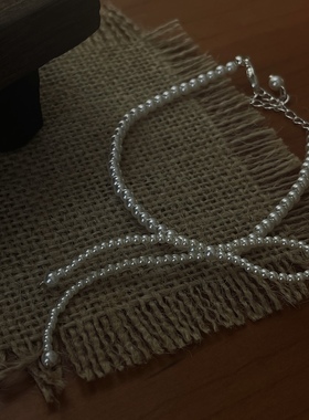 法式复古珍珠蝴蝶结手链女小众