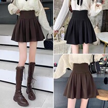 Ultra high waist plus-size pleated pleasantry skirt Short skirt woman autumn winter large code display slim cover belly umbrella skirt anti-walking light a half body dress