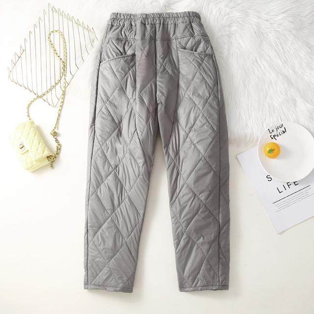 出口韩国外贸单冬季新款轻薄保暖菱形图案时尚休闲哈伦羽绒棉裤女,淘宝优惠券,粉丝福利购,淘宝优惠卷