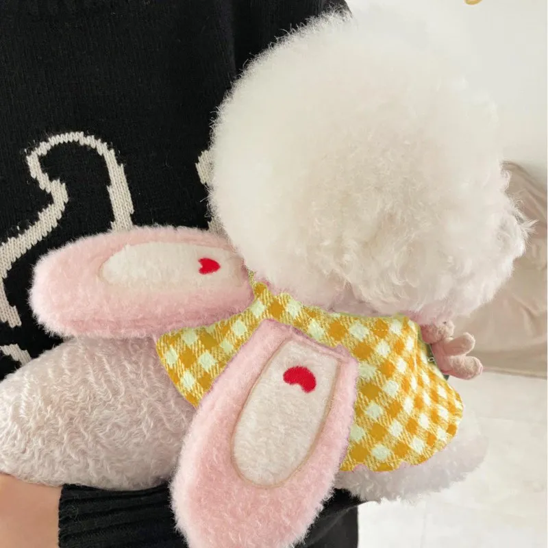 韩国ins新款可爱格纹兔子pet猫狗宠物围脖口水巾装饰斗篷披风衣服,淘宝优惠券,粉丝福利购,淘宝优惠卷