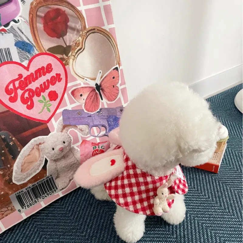 韩国ins新款可爱格纹兔子pet猫狗宠物围脖口水巾装饰斗篷披风衣服,淘宝优惠券,粉丝福利购,淘宝优惠卷