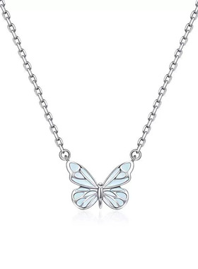 蝶光项链女简约轻奢时尚新款蓝色发光灵动蝴蝶森系极光锁骨链