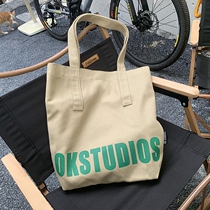 OKSTUDIOS original card with its color female single shoulder sails cloth bag Lazy Wind Day Korea Custom Art Shopping Bag Men
