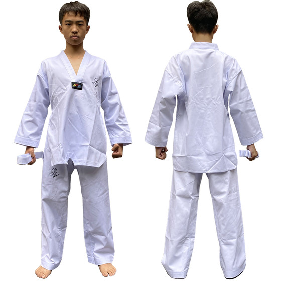 Xiangpai white pure cotton white collar Taekwondo uniform