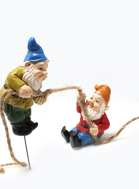 树脂花园小矮人四个侏儒室爬绳室外田园庭院矮人装饰树脂工艺品