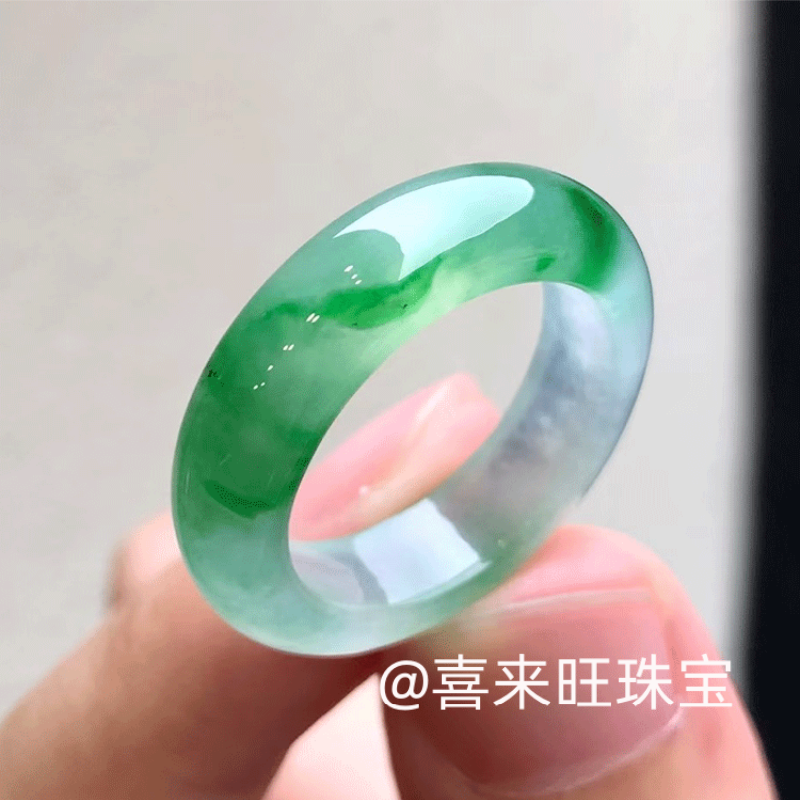 天然缅甸老坑翡翠冰种飘绿花帝王绿辣绿冰绿玉石戒指指环戒圈扳指,淘宝优惠券,粉丝福利购,淘宝优惠卷