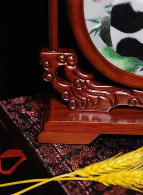蜀绣熊猫纯手工刺绣纪念品摆件会议交流出国中国特色礼物送老外
