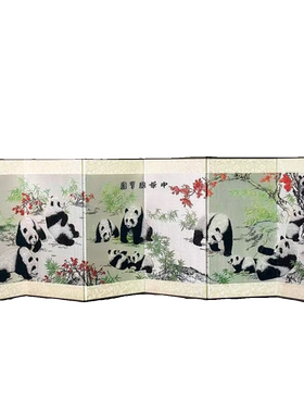 熊猫刺绣蜀锦折页便携摆件中国特色会议交流送外国人出国礼物