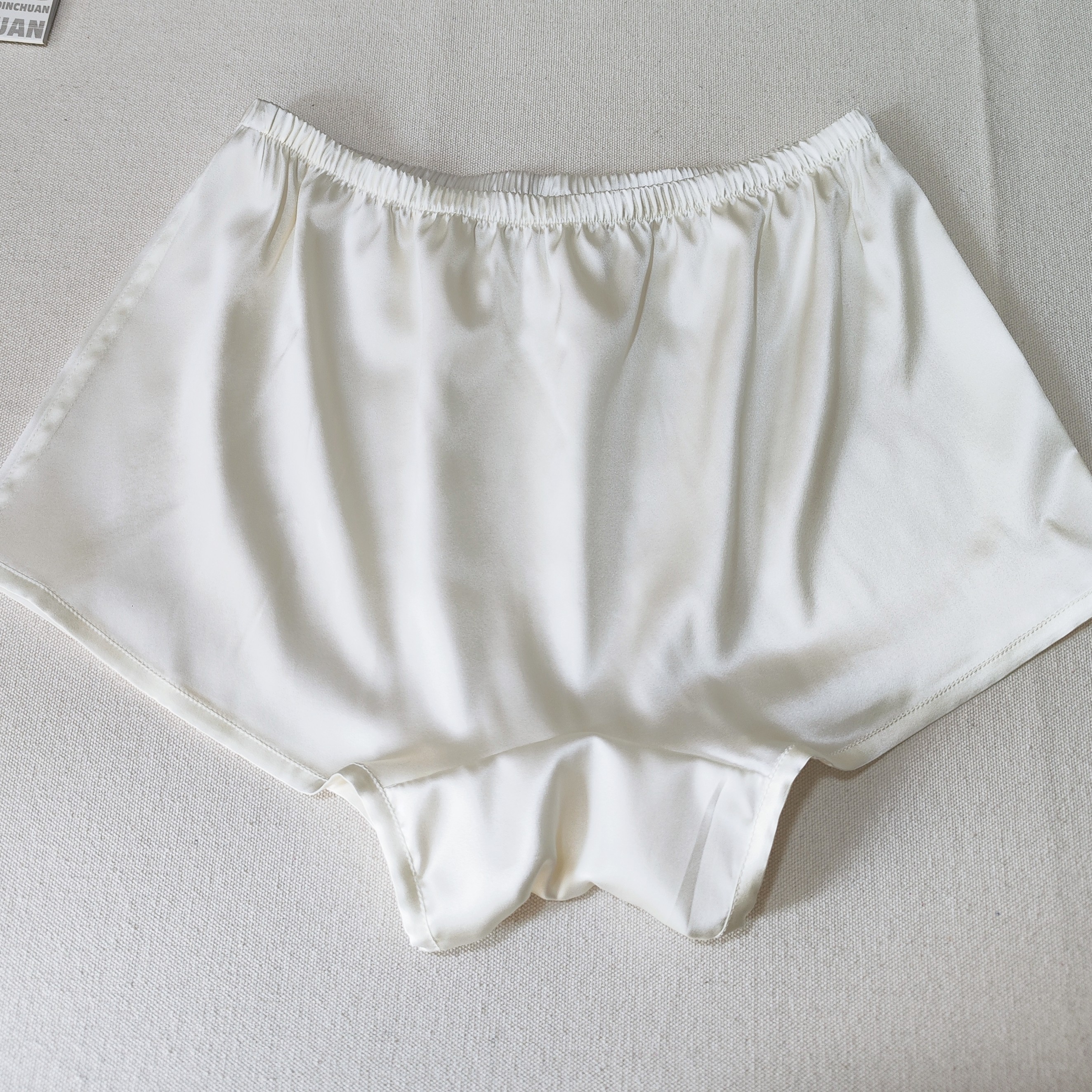 女士宽松高腰平角桑蚕真丝弹力缎家居防走光安全裸睡内裤舒适透气 - 图2