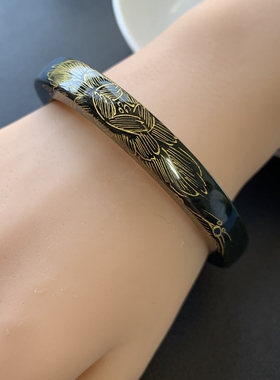 HT2一物一图天然新疆和田玉手镯塔青烟紫女墨玉晴水且莫蓝玉石