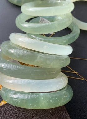 【雪景料暴风雪】天然岫玉FX白冰绿冰灰冰手镯一物一图送女